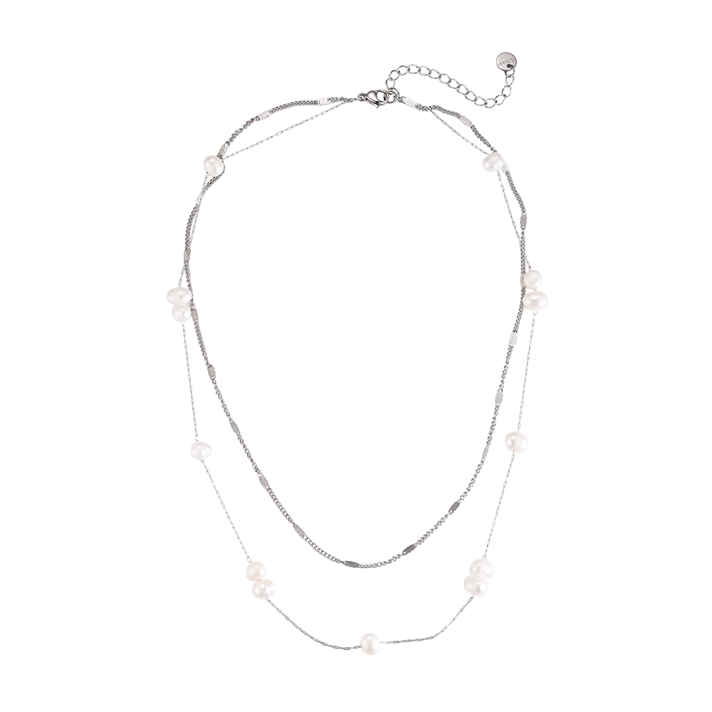 Bubbly Pearls Multilayered Stainless Steel Necklace