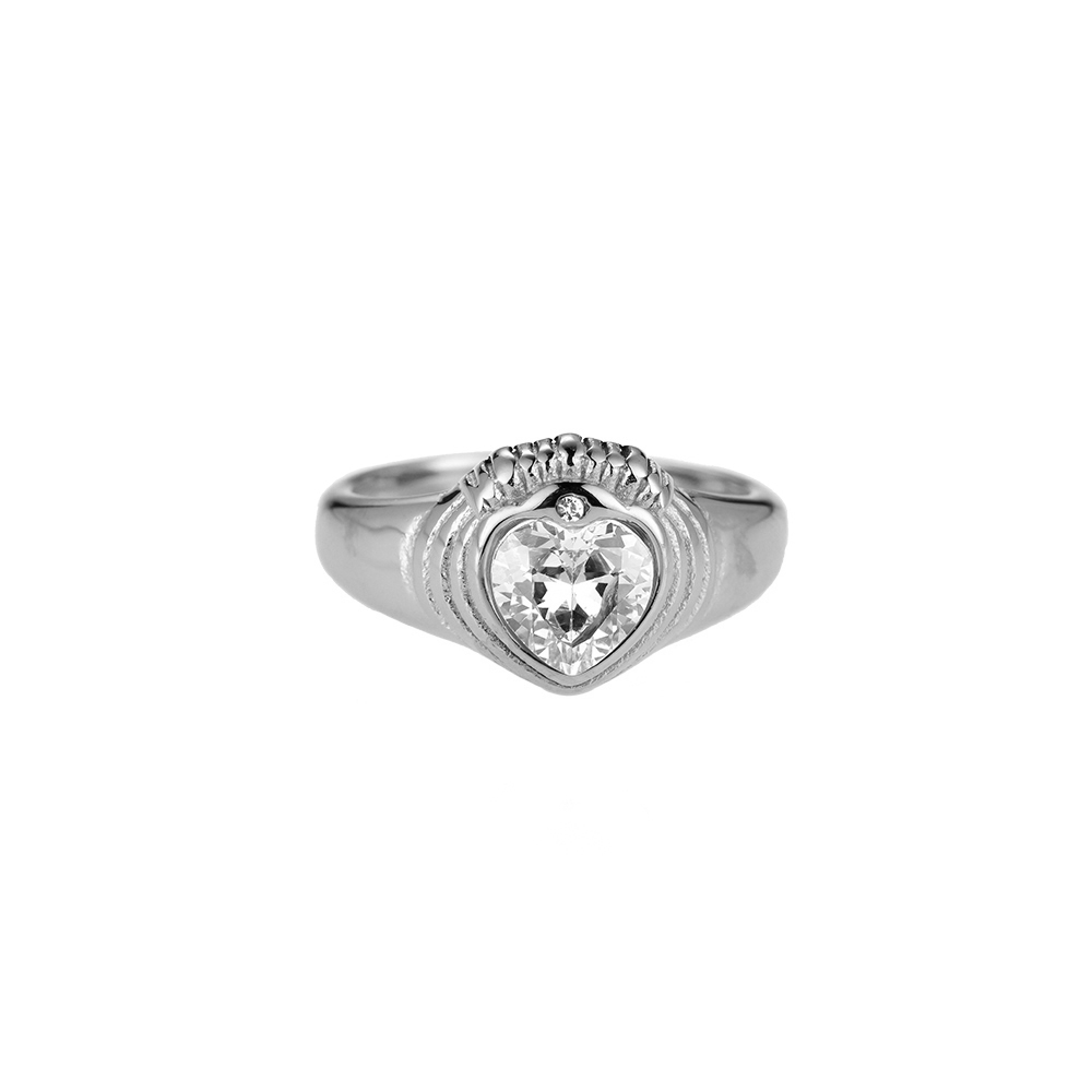 Crowned Heart Edelstahl Ring