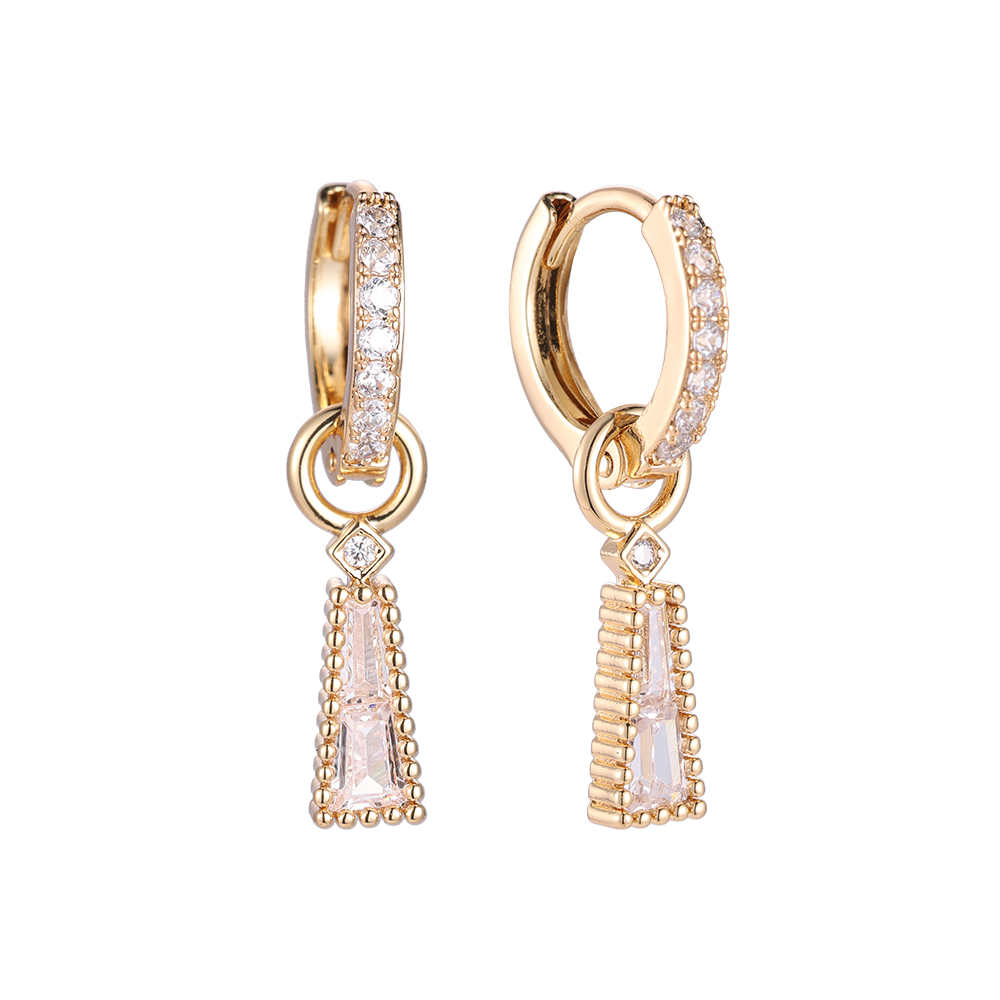 Trapezoid Diamond Stack Gold-plated Earrings