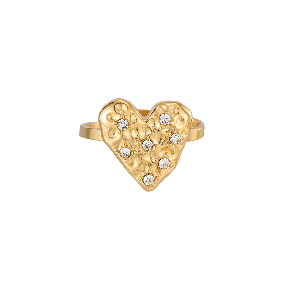 Diamond Heart Edelstahl Ring