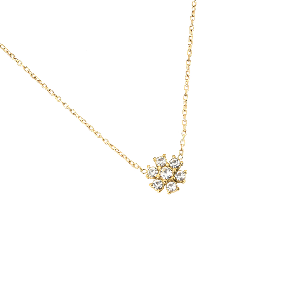 Hexaflower Diamond Stainless Steel Necklace