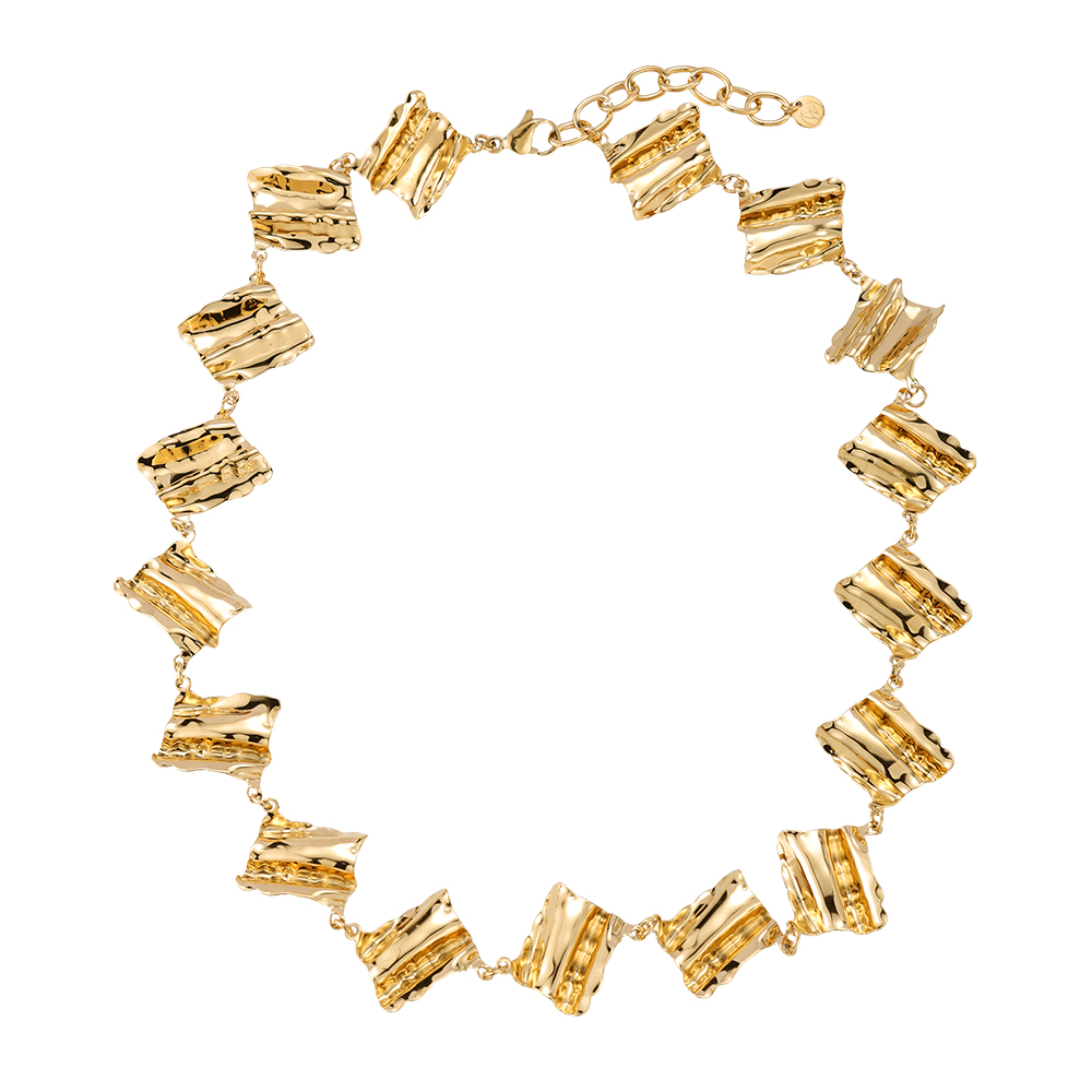 Gold Blätter Edelstahl Halskette
