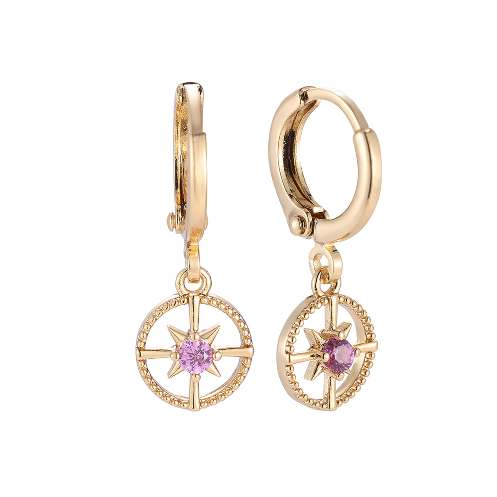 Globetrotter Diamond Compass Gold-plated Earrings