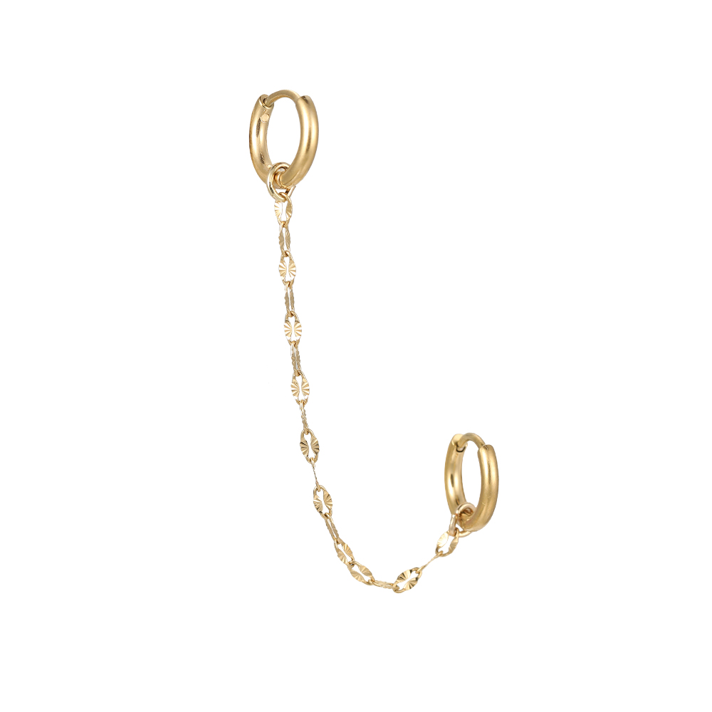 Fine Delicate Chain Double Rings Stainless Steel Earring