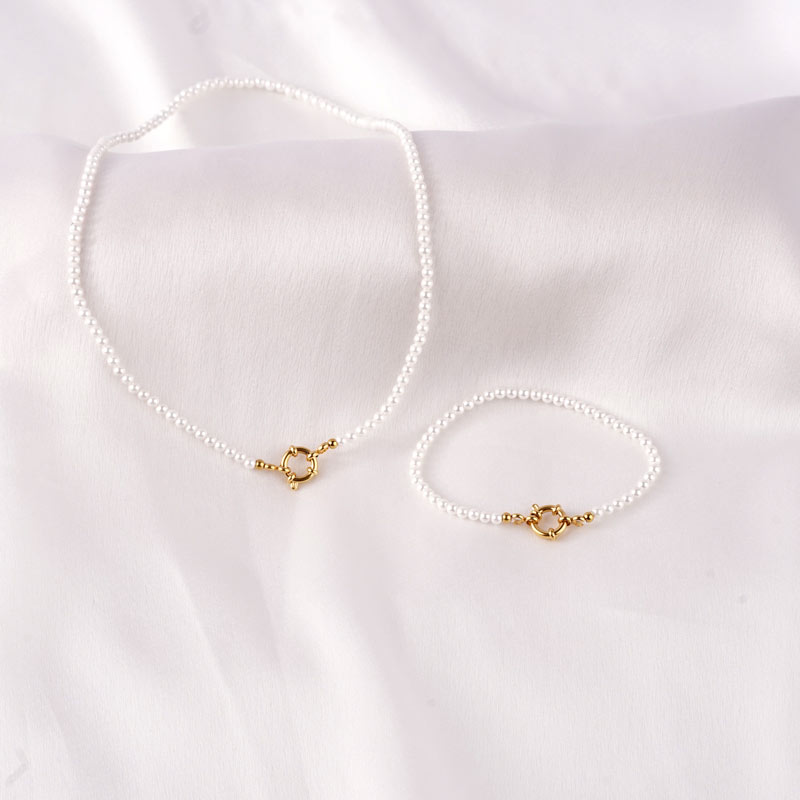 Line of Mini Pearls Stainless Steel Bracelet