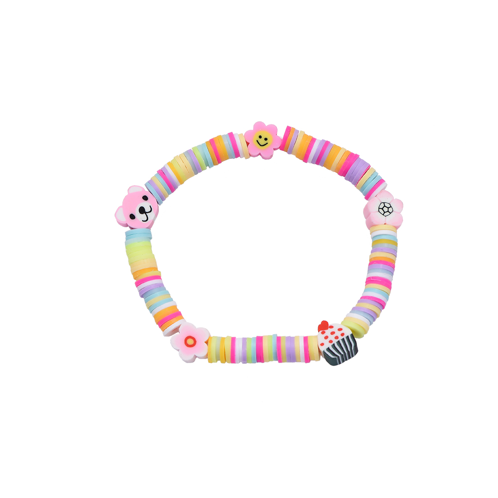 Pink Bear Beads Elastic Bracelet