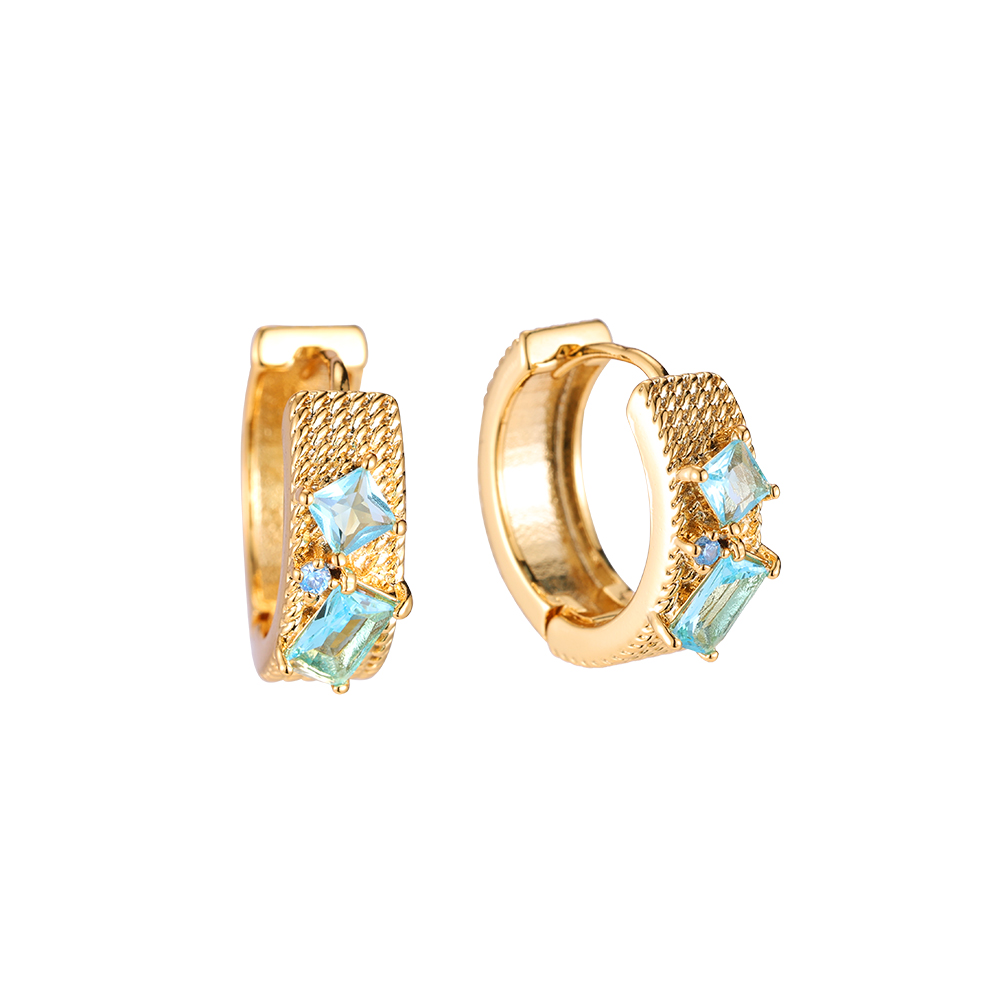 Blue Diamonds Gold-plated Earrings
