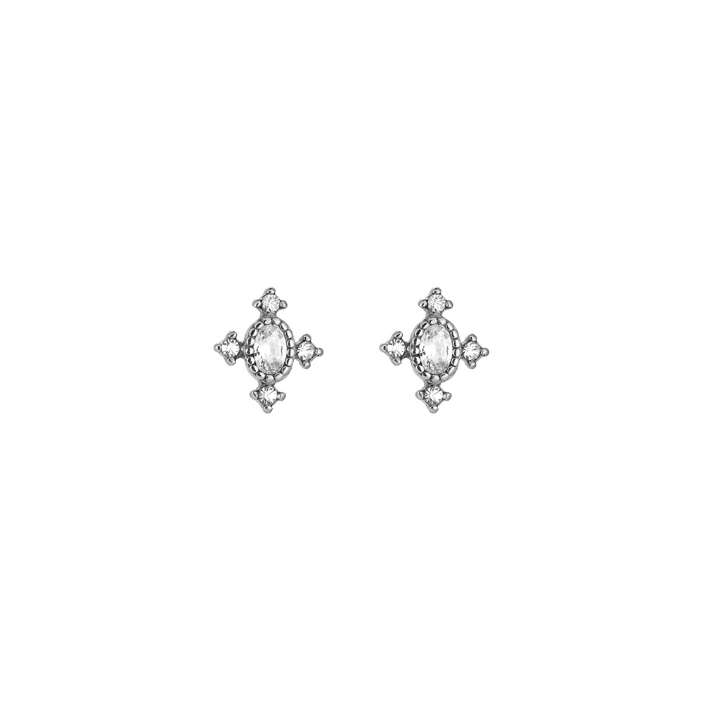 Diamond Cross Blazon Stainless Steel Ear Studs