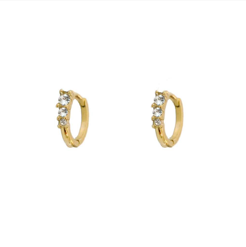 Tri Sparkle Diamonds Mini Stainless Steel Earrings