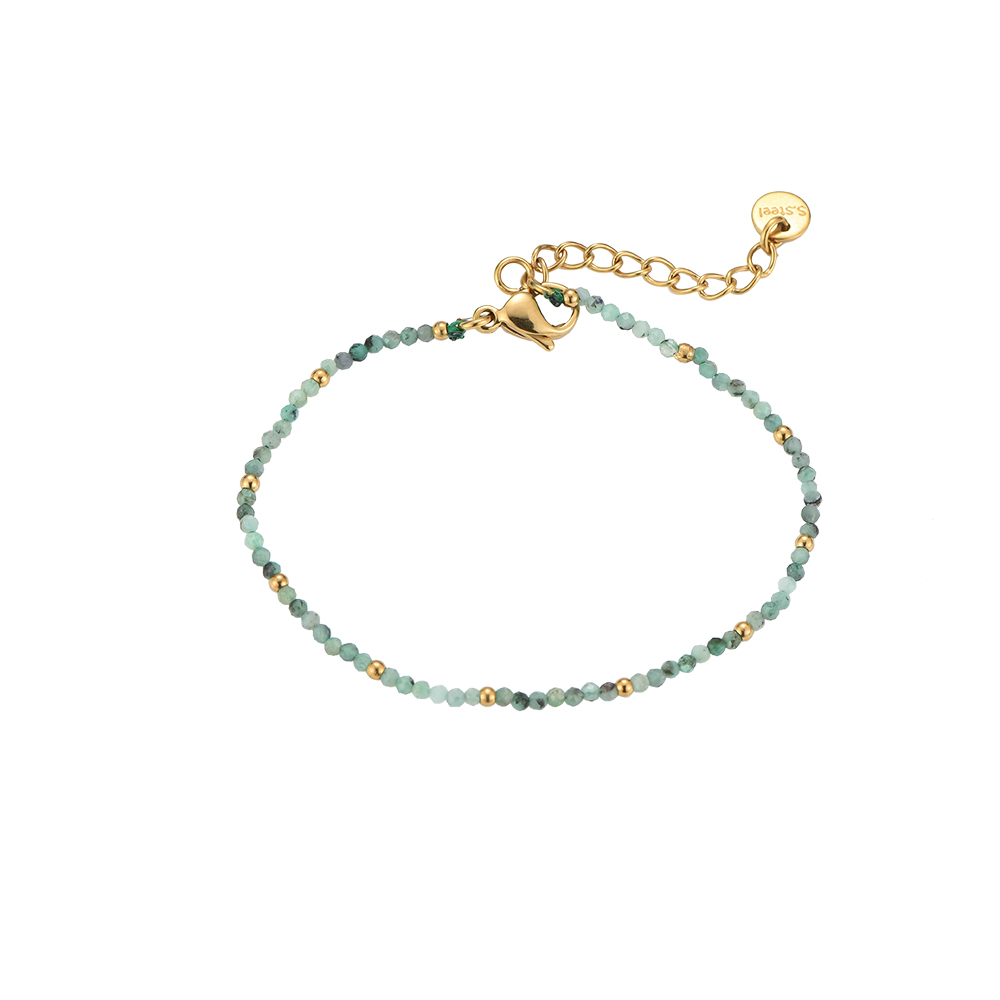 Emerald Semi-Precious Gemstone Stainless Steel Bracelet