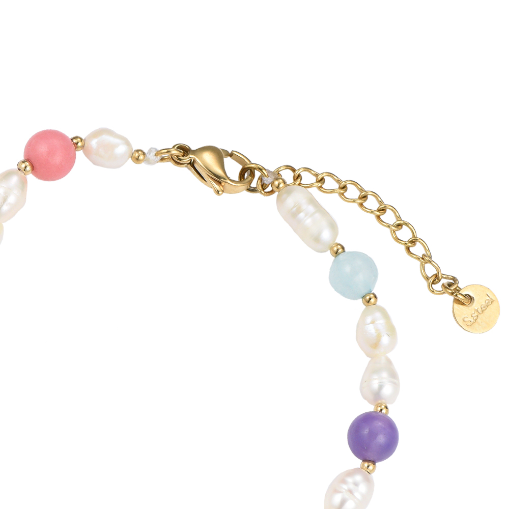 Multicolored Stones & Pearl Armband