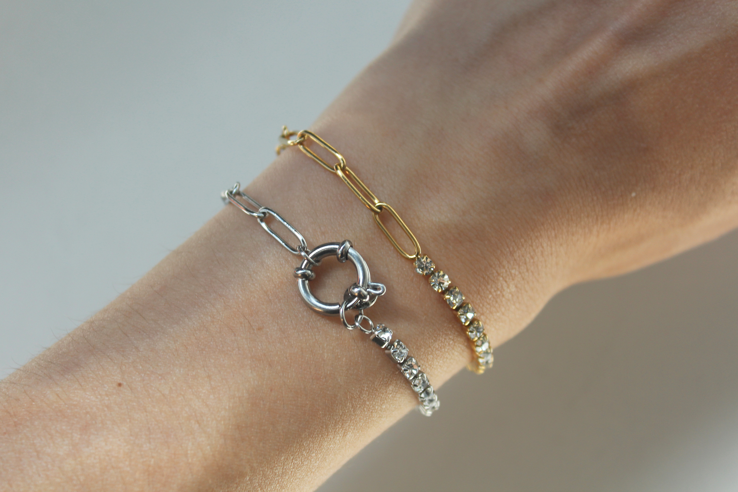 Chain & Diamonds Stainless Steel Bracelet