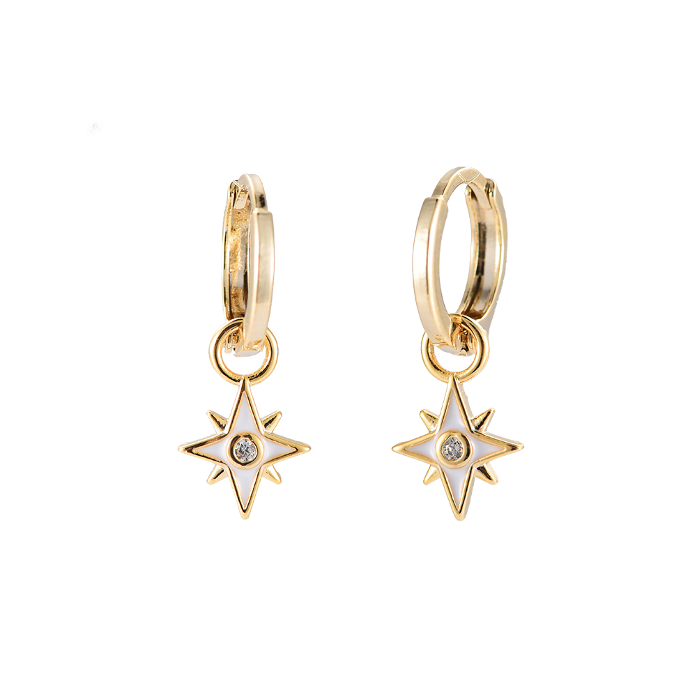 Glowing White Star Plated Earrings