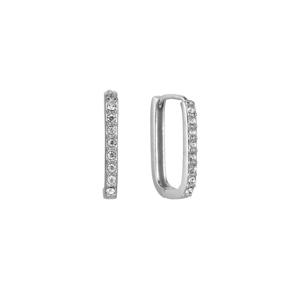 Fine 8 Diamonds Square Stainless Steel Earrings