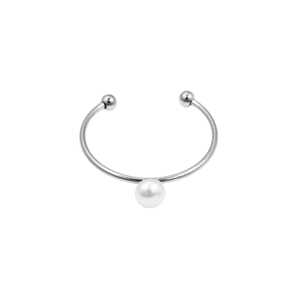 Single Pearl Stainless Steel Ring