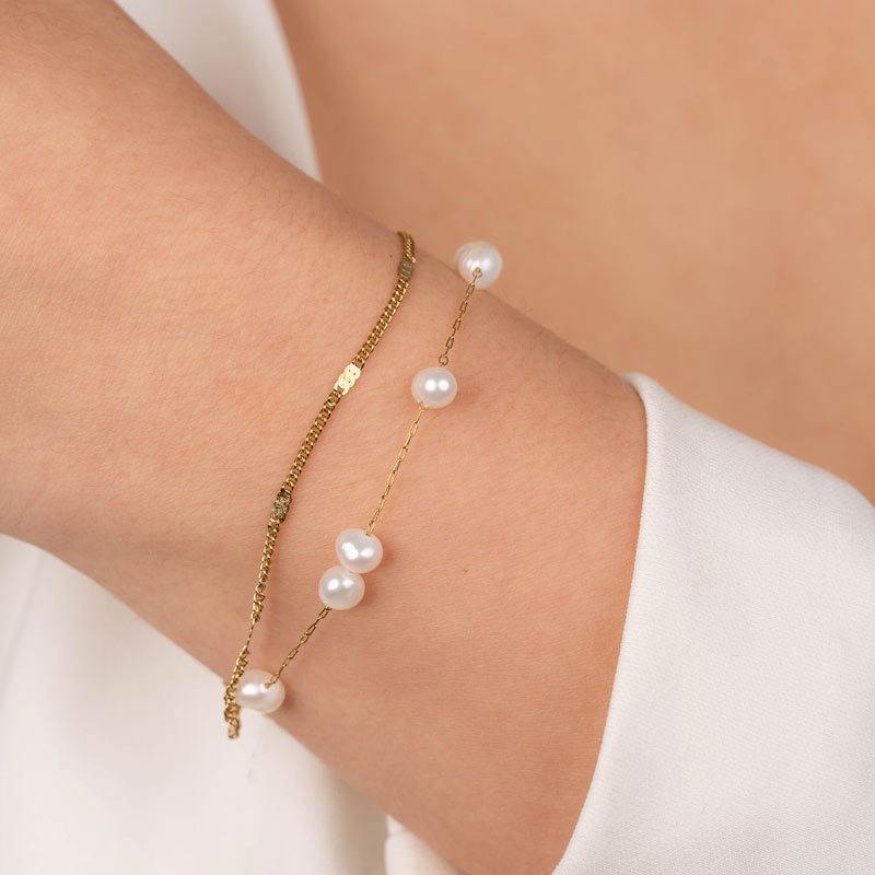 Bubbly Pearls Multilayered Stainless Steel Bracelet