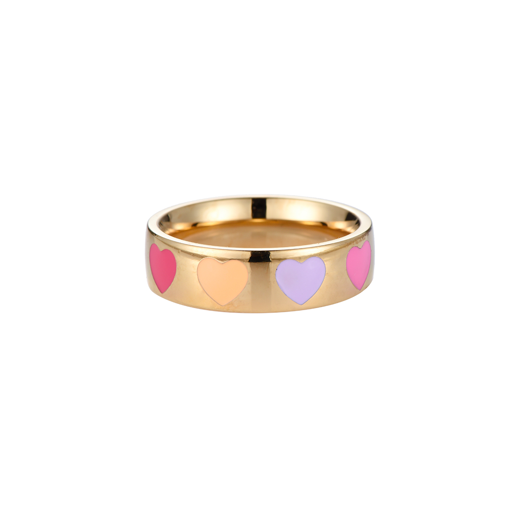 Colorful Hearts Stainless Steel Ring