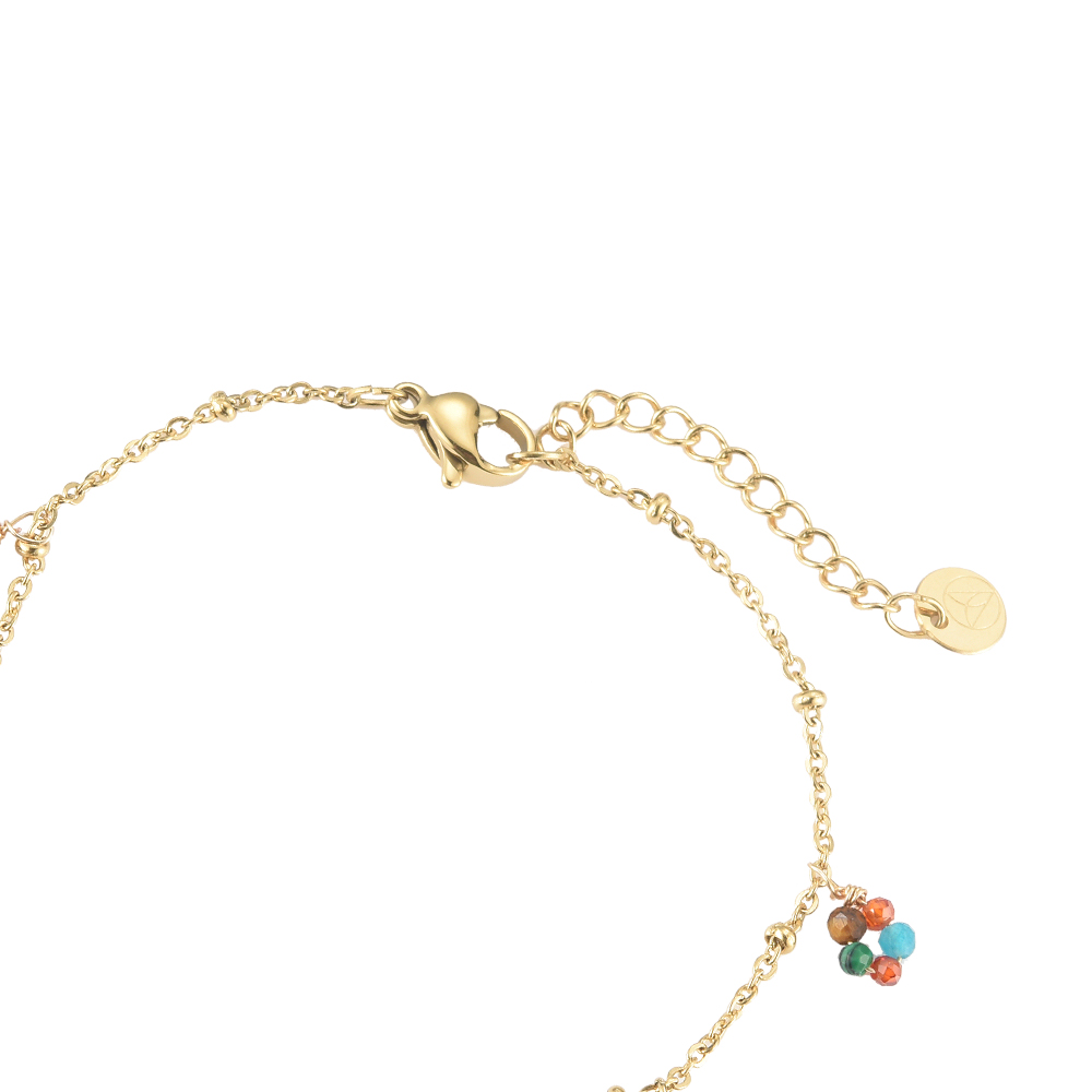 Colorful Stones & Golden Cross Stainless Steel Bracelet
