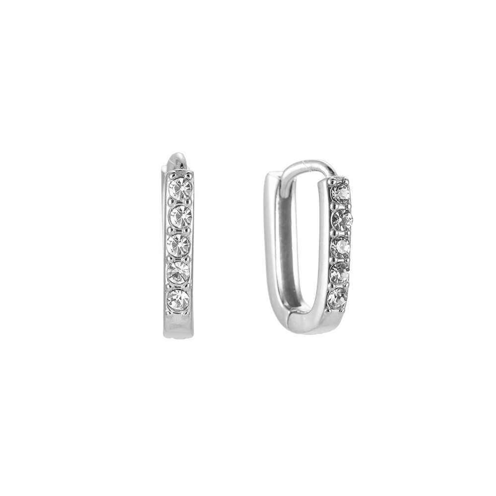 Fine 5 Diamonds Square Stainless Steel Earrings
