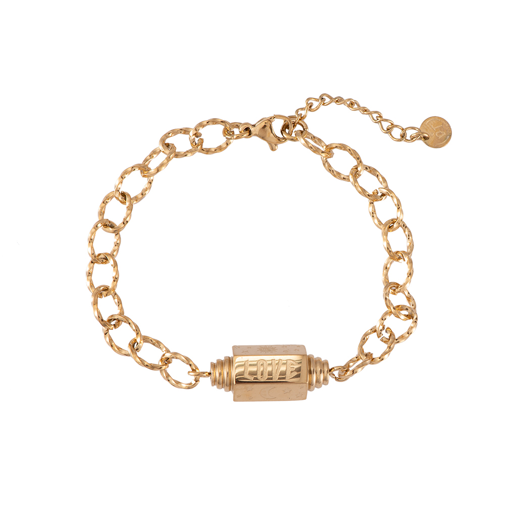 'LOVE' Hexagon Chain Stainless Steel Bracelet