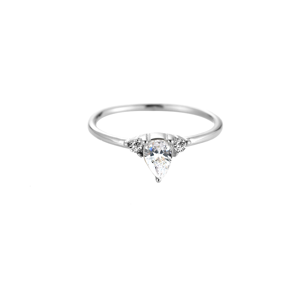 Teardrop Diamond Edelstahl Ring