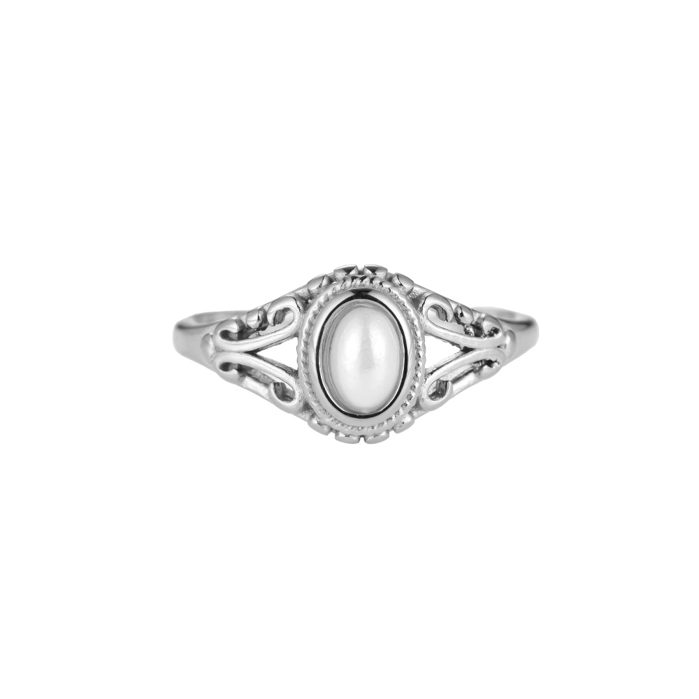 Vintage Pearl Edelstahl Ring