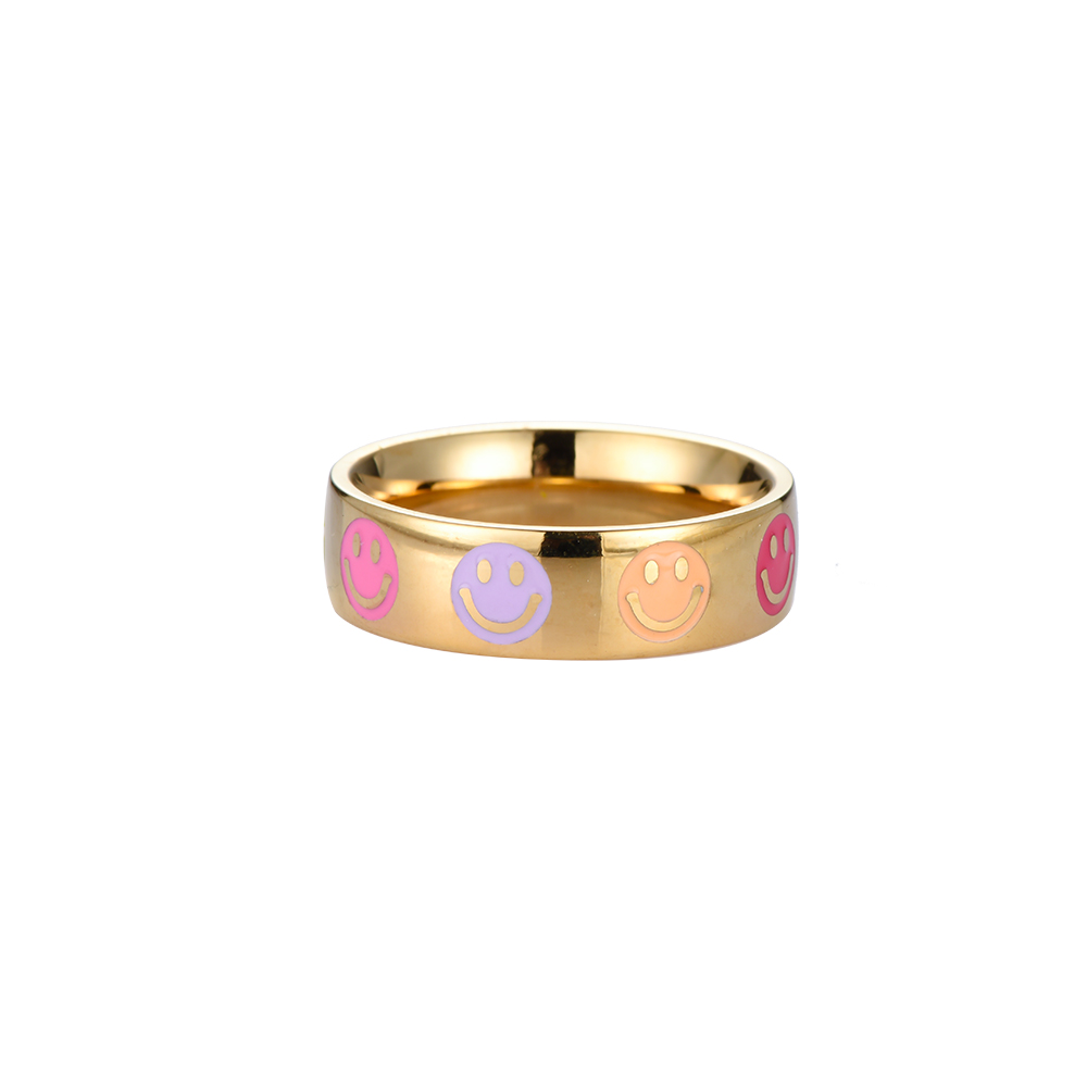 Colorful Smiley Edelstahl Ring