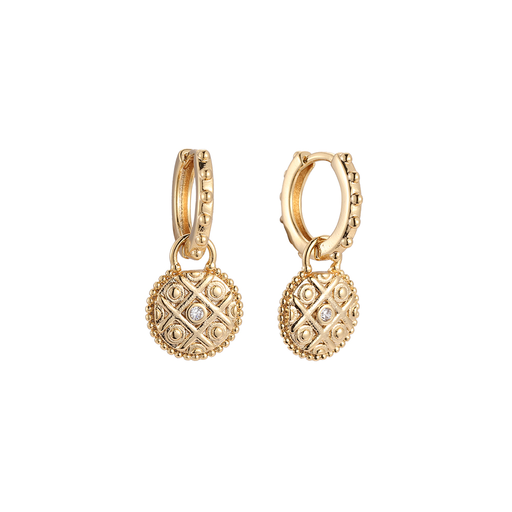 Pie Crust Diamond Gold-plated Earrings