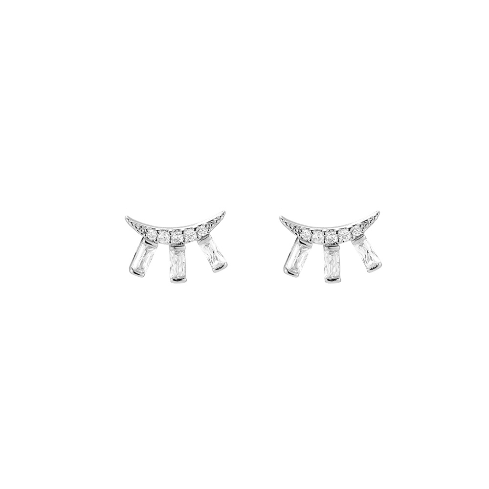 Eyes Closed Diamonds Gold Plated Earrings