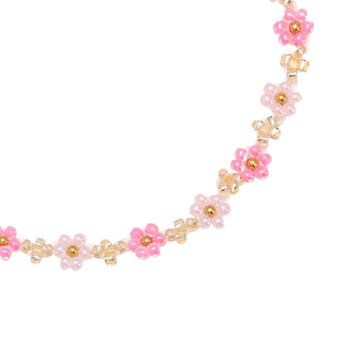 22cm Varitious Color Flowers With Gold Beads Deco Summer Edelstahl Fußkette