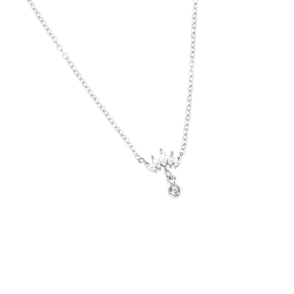 Feather Crown Diamonds Stainless Steel Necklace