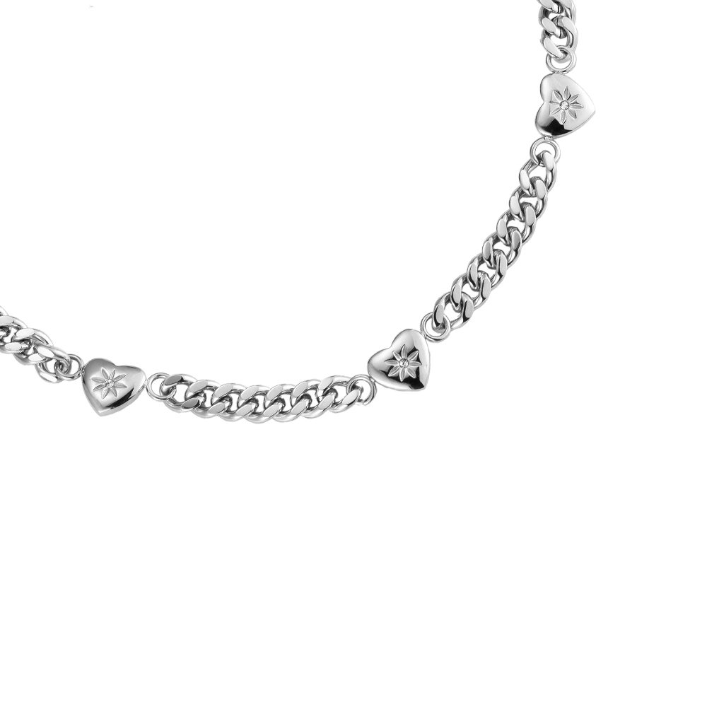 Heart Star Diamond Stainless Steel Necklace