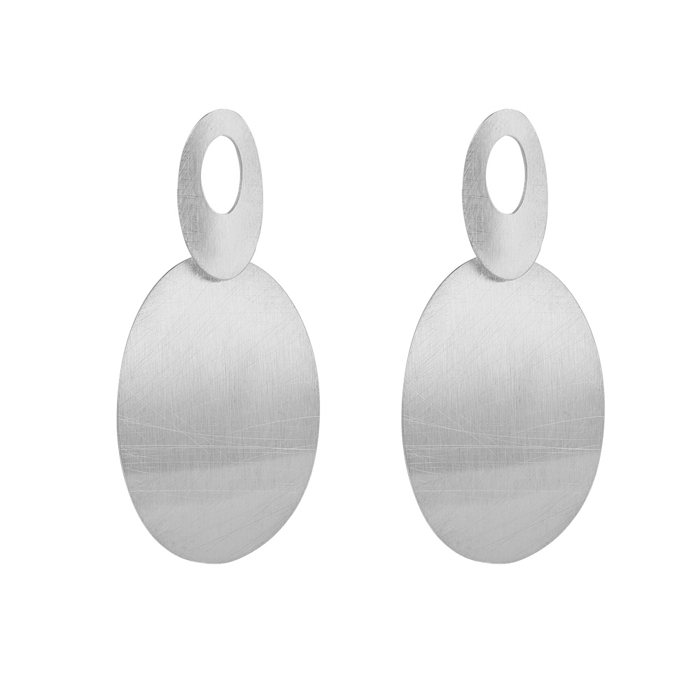 Scarred Oval Plates Stainless Steel Earrings