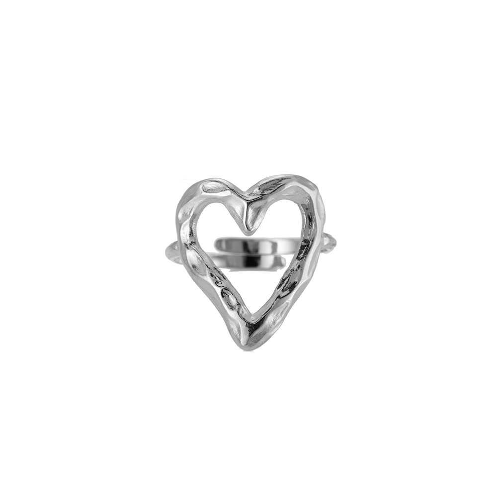 Rough Heart Stainless Steel Ring