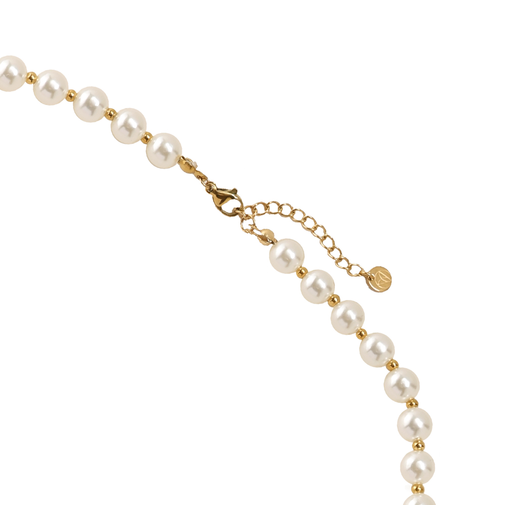 90cm Pearly Heart Chain Edelstahl Halskette  