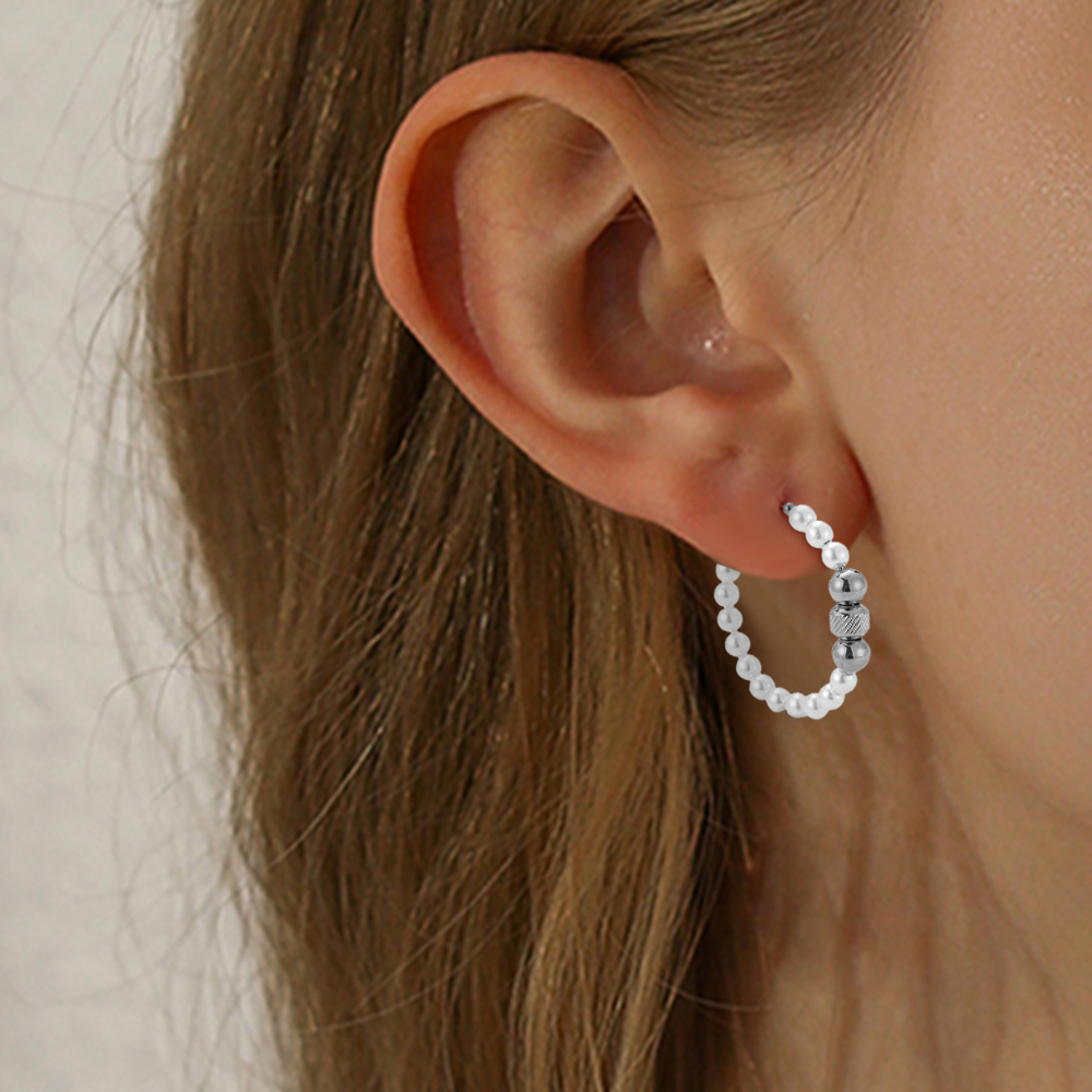 Perlen Schönheit Edelstahl Ohrringe