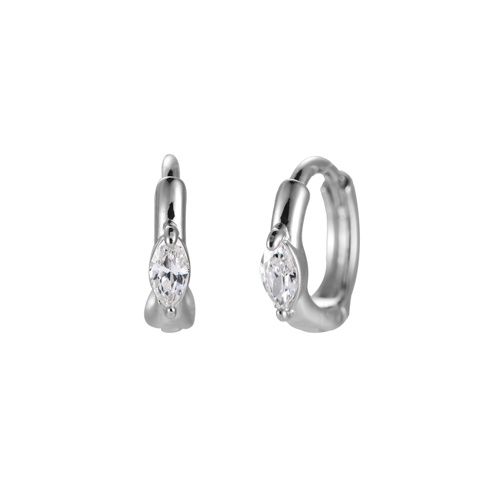 Embedded Oval Diamond Plated Earrings