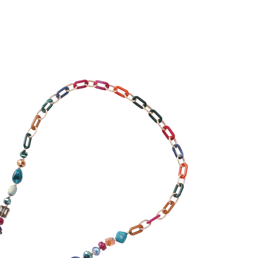 Round Mosaic Tassels Necklace