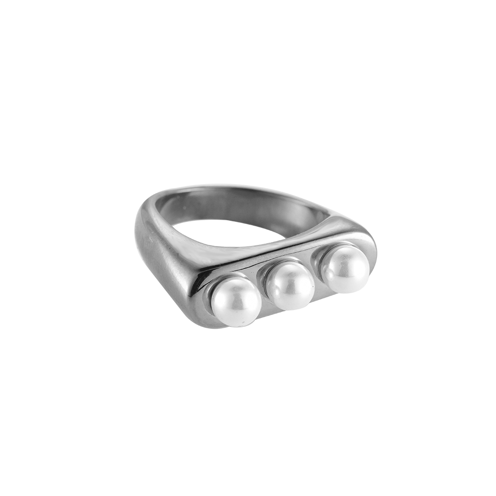 Chunky Pearls Stainless Steel Ring