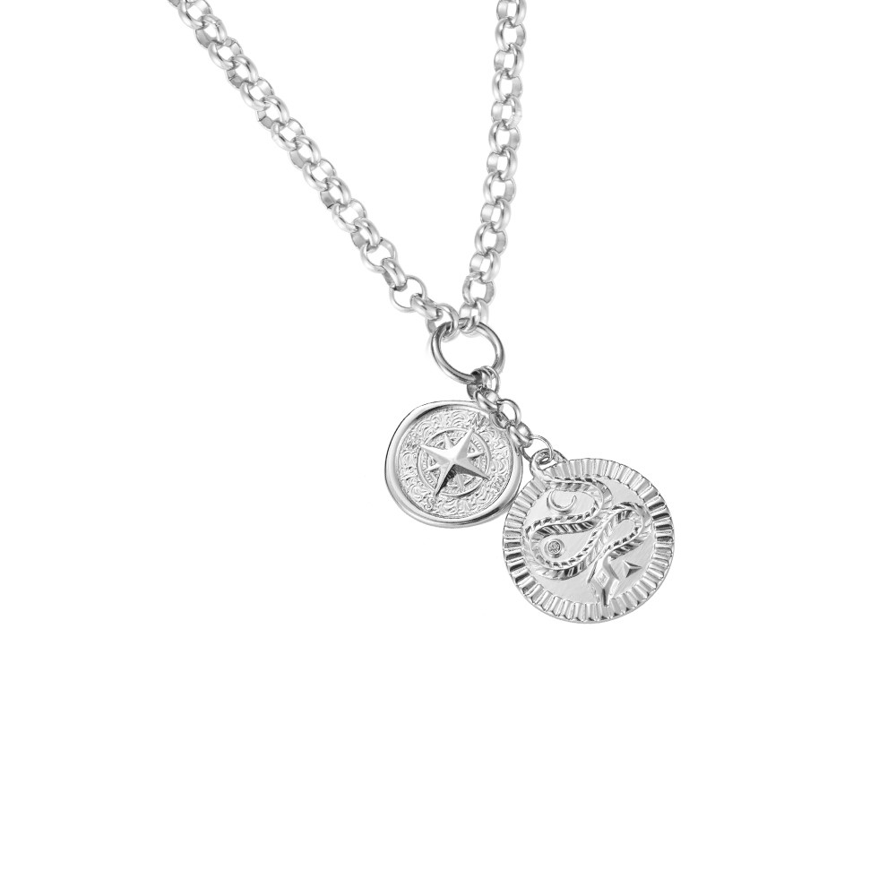 2 Medallions Stainless Steel Necklace