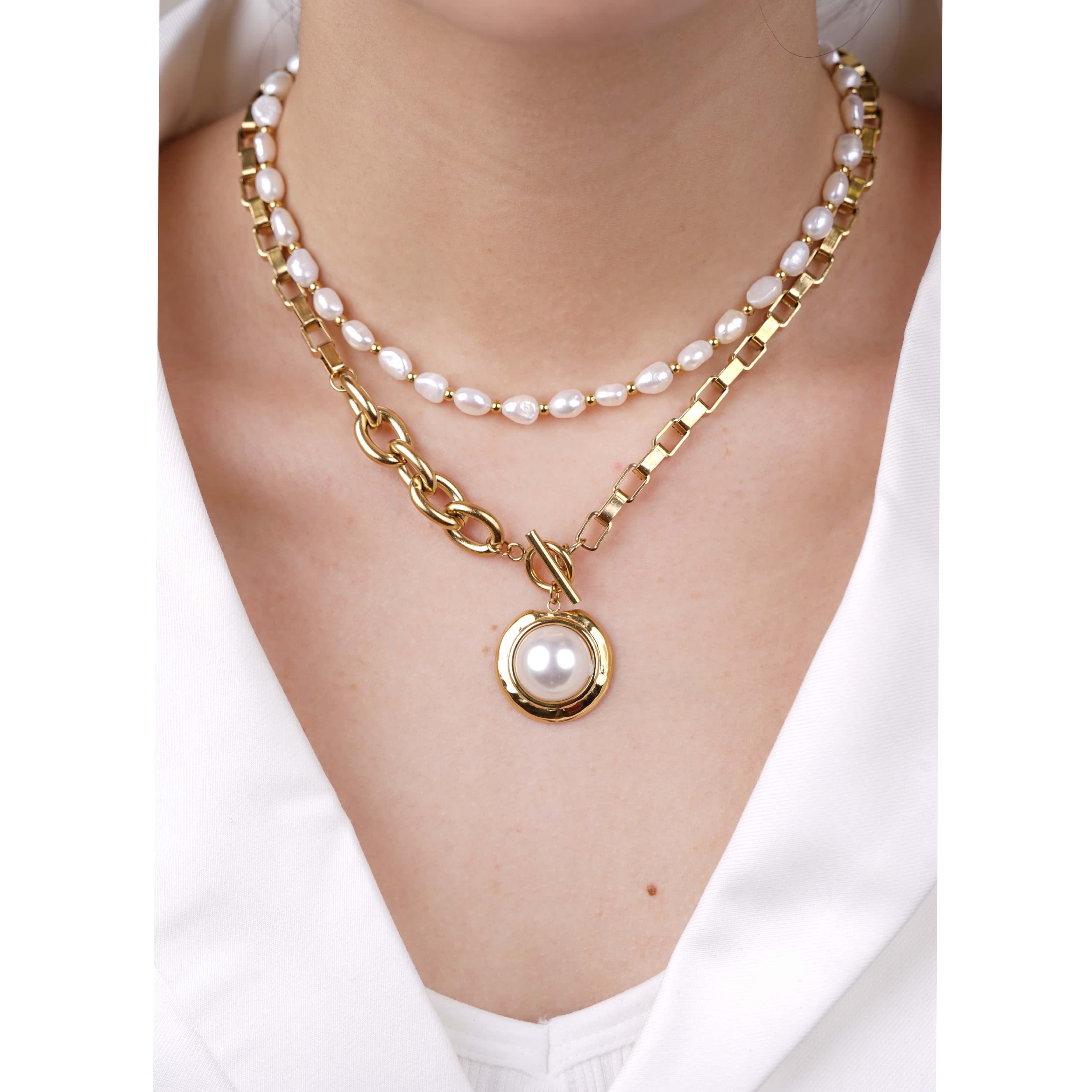 Big Pearl Stainless steel Necklace