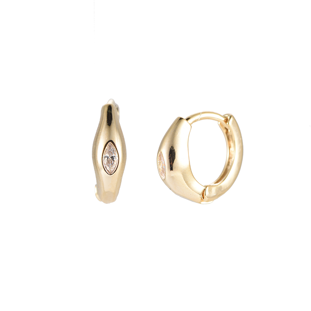 Deeply Embedded Oval Diamond Plated Earrings