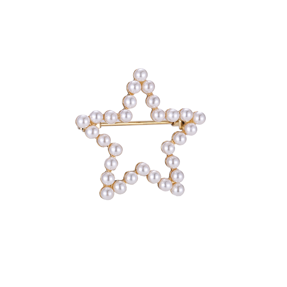 Mini Perlen Stern Edelstahl Brosche