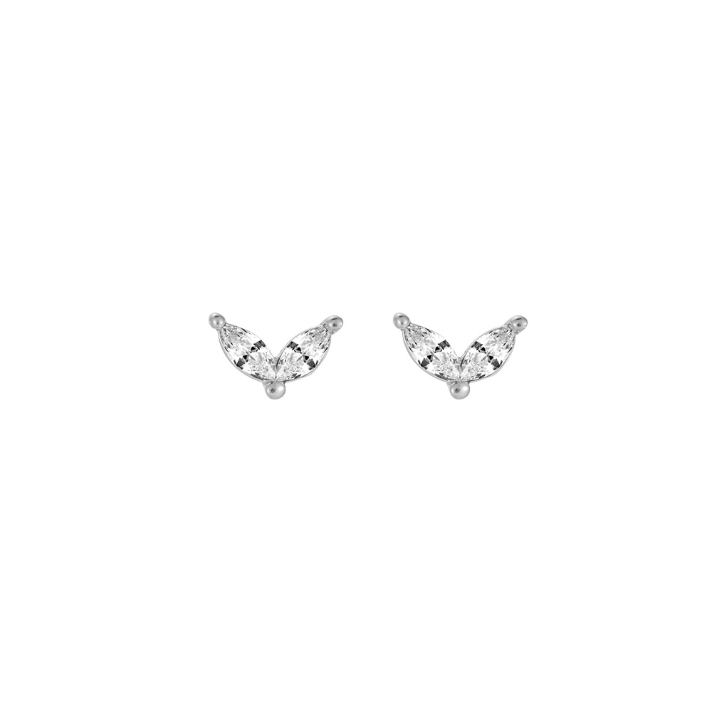 2 Tiny Leaves Stainless Steel Earrings
