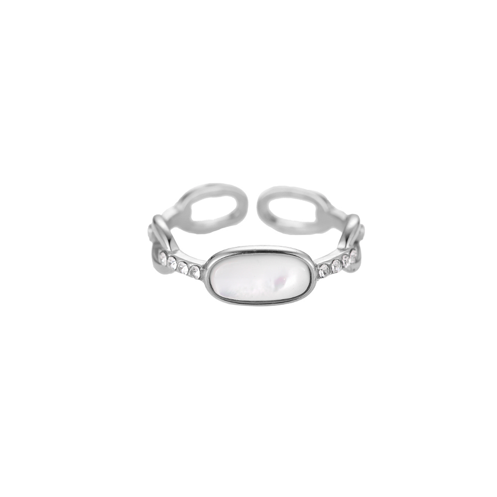 Pearl Links Edelstahl Ring