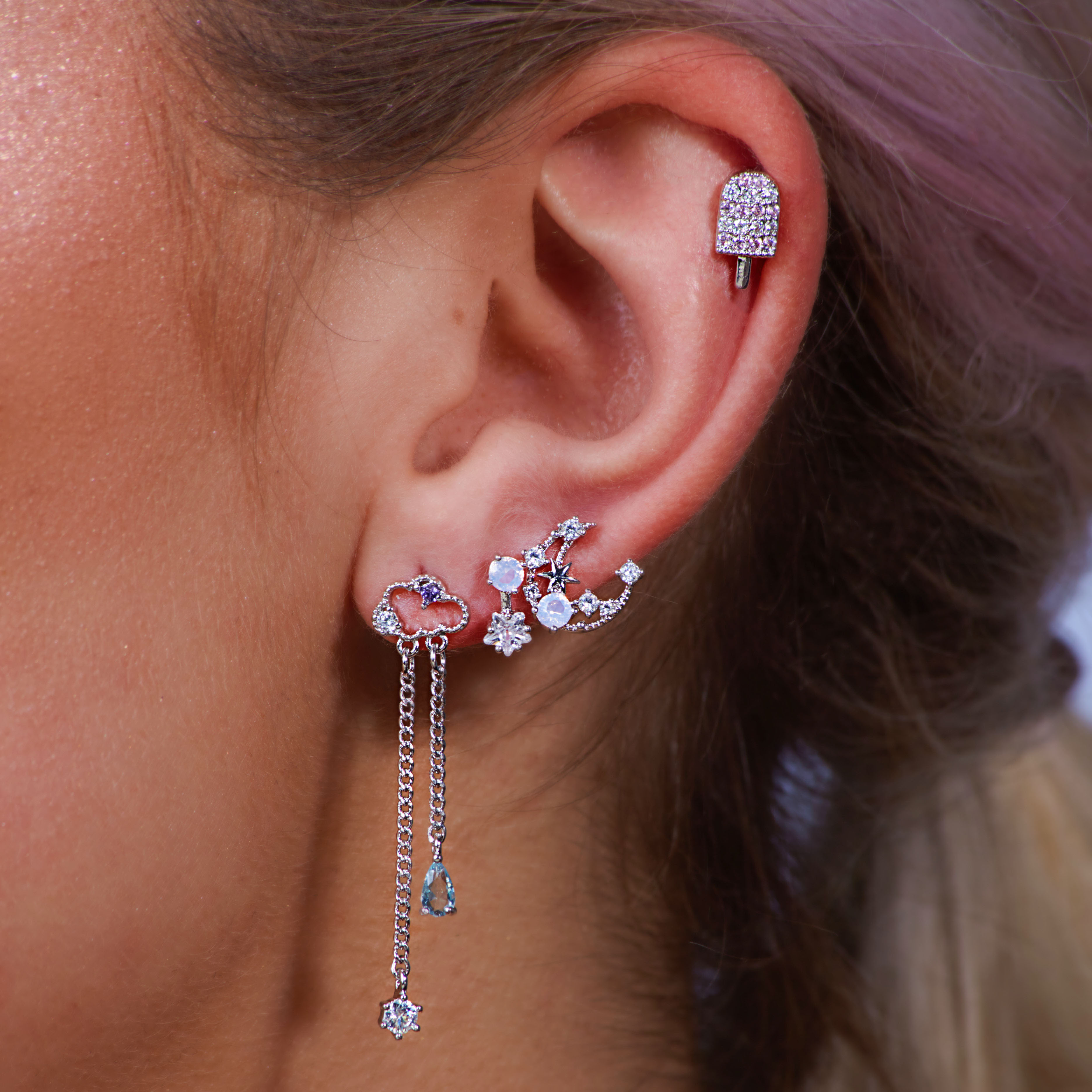 Star & Moon Plated Earring