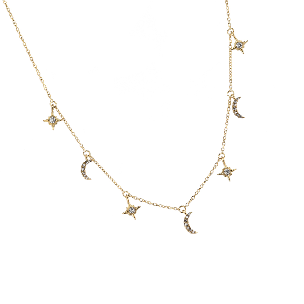 Moons and Stars Stainless Steel Necklace