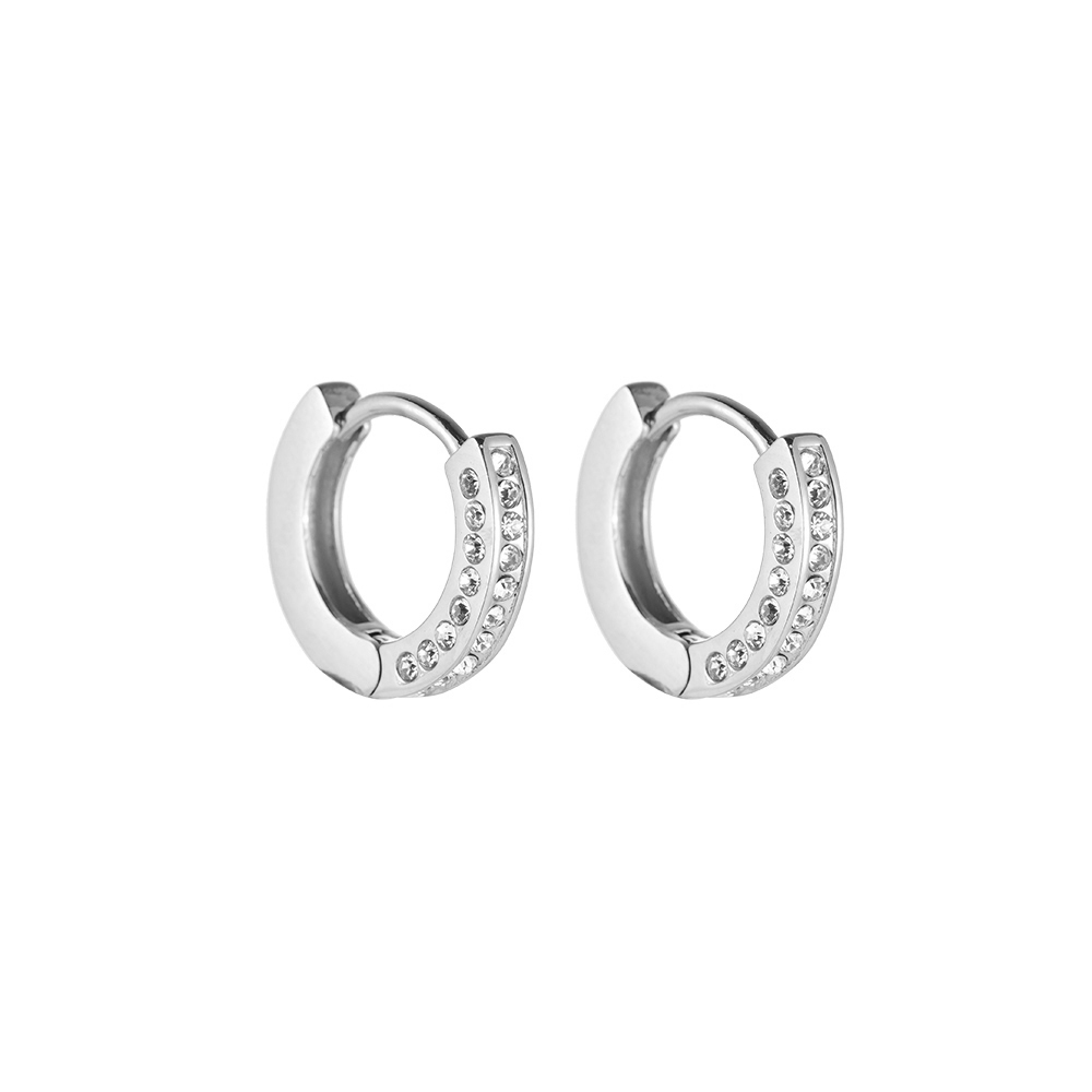 Classic Fine Diamonds Hoop Stainless Steel Earrings