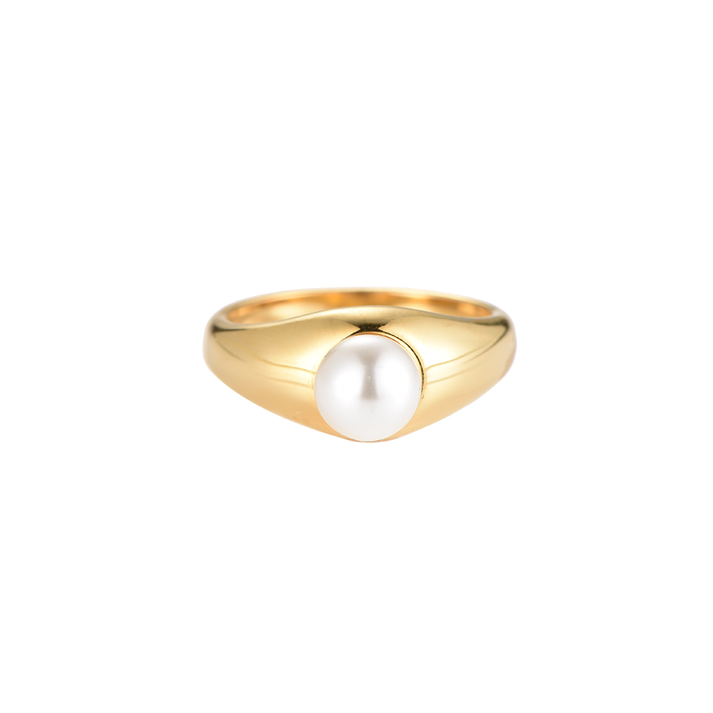 1 Round Pearl Edelstahl Ring
