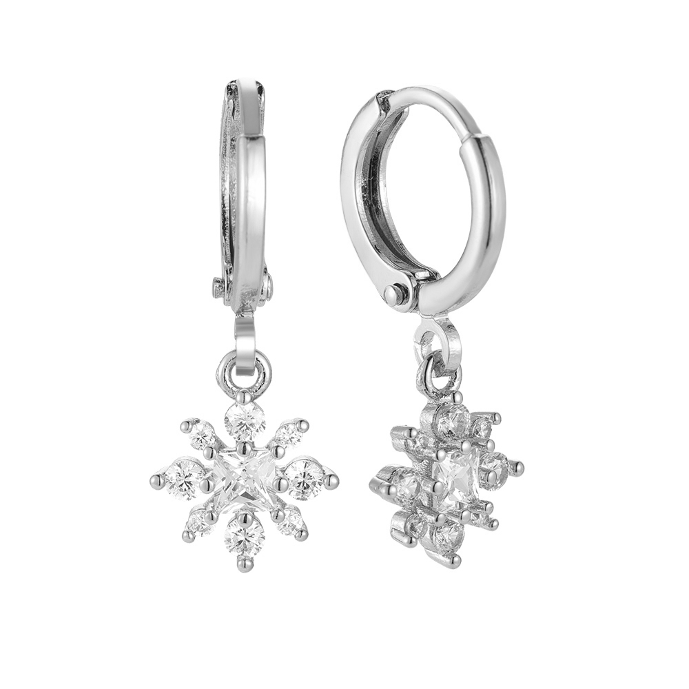 Crystalline Snowflake Diamond Gold-plated Earrings